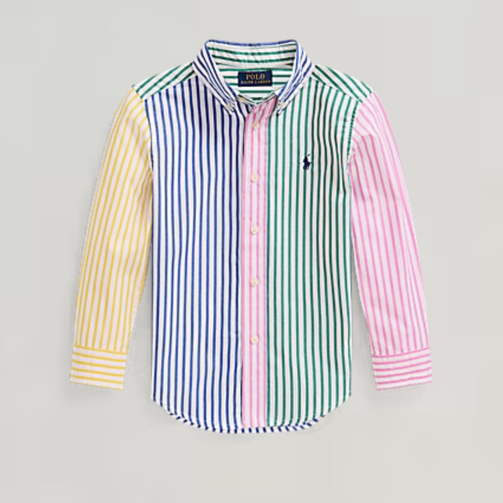 🐻RL🐻 NWOT Boys 6 Striped Cotton Poplin Fun Shirt. BRAND NEW. NOT EVEN WASHED!